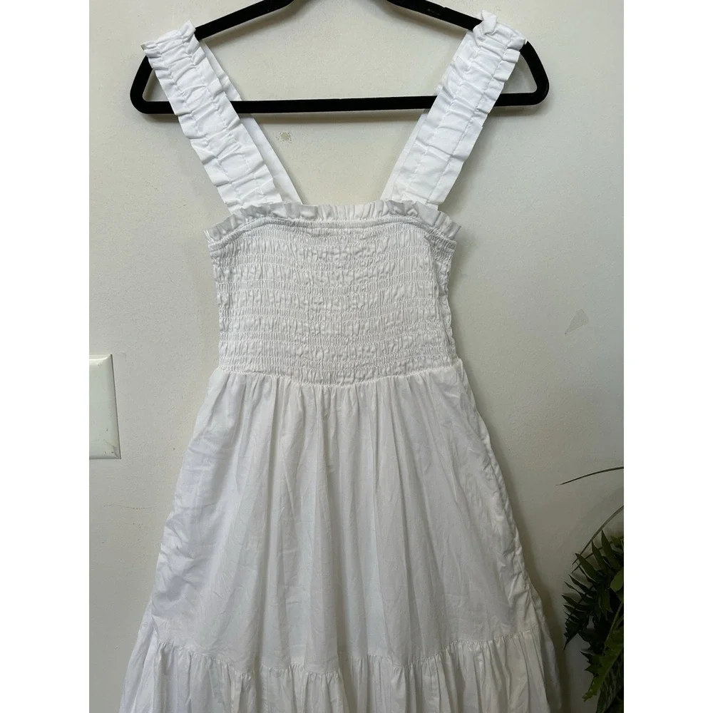 Abercrombie Sydney Smocked Tiered Maxi Dress White Cotton S Cottagecore Nap